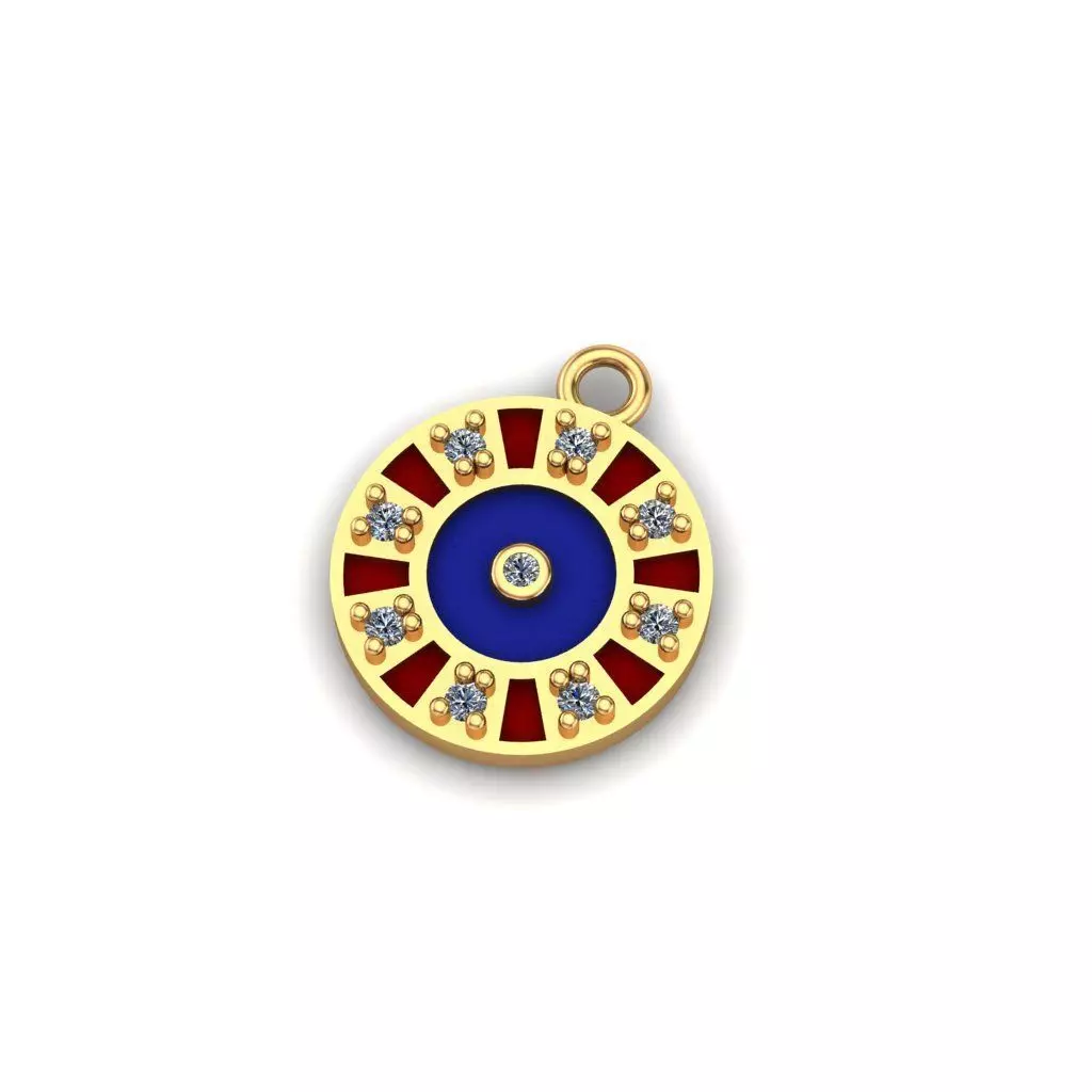 Jewelry gold charm with enamel 3D print model_0