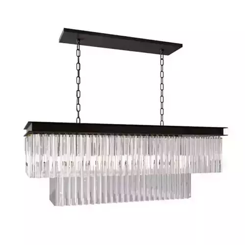 Chandelier RH 1920s Odeon Clear Glass Fringe Gray iron 90