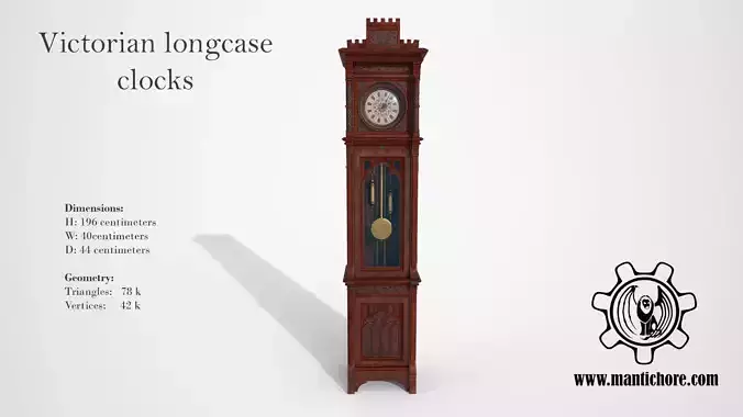 Victorian longcase clocks 3D model