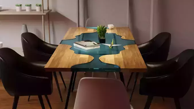 Epoxy Dining Table with Chairs