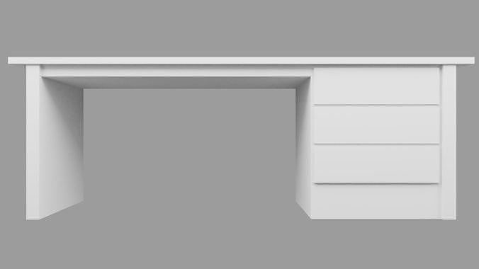 3D model Contemporary Wood Office Desk Interior Furniture Table Drawers ...