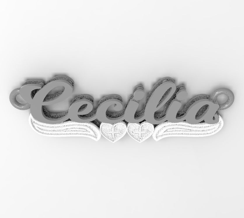 cecilia name plate 3D print model_4