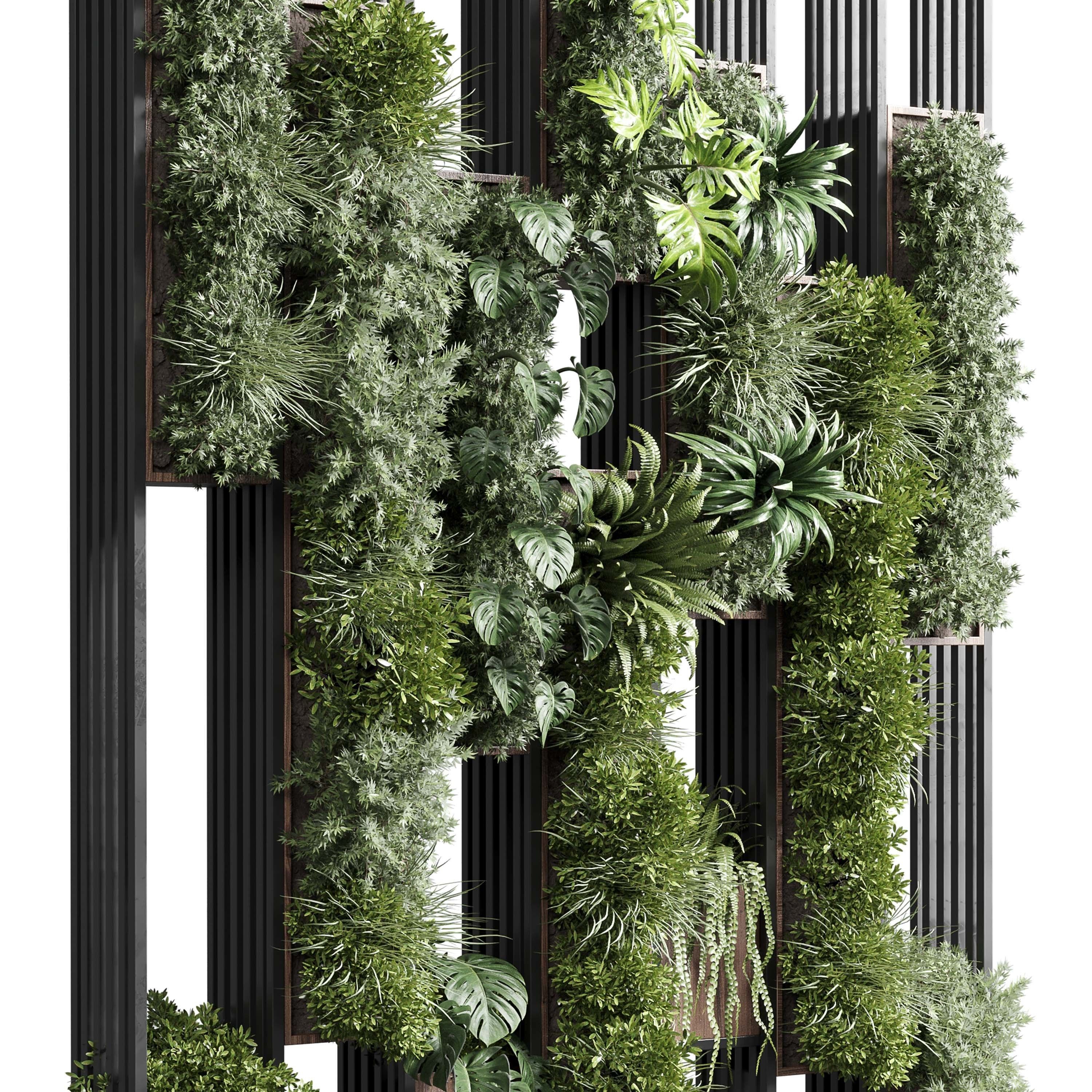 plants set partition in  Vertical graden wall decor box 3D model_3