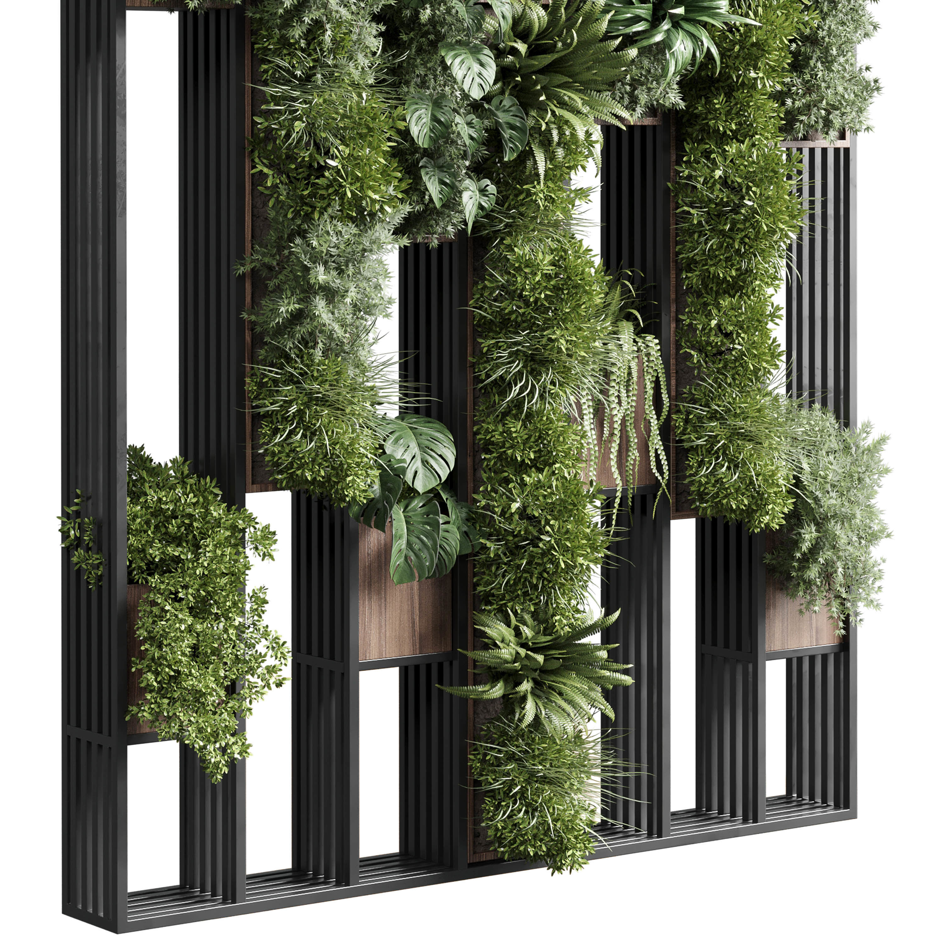 plants set partition in  Vertical graden wall decor box 3D model_4