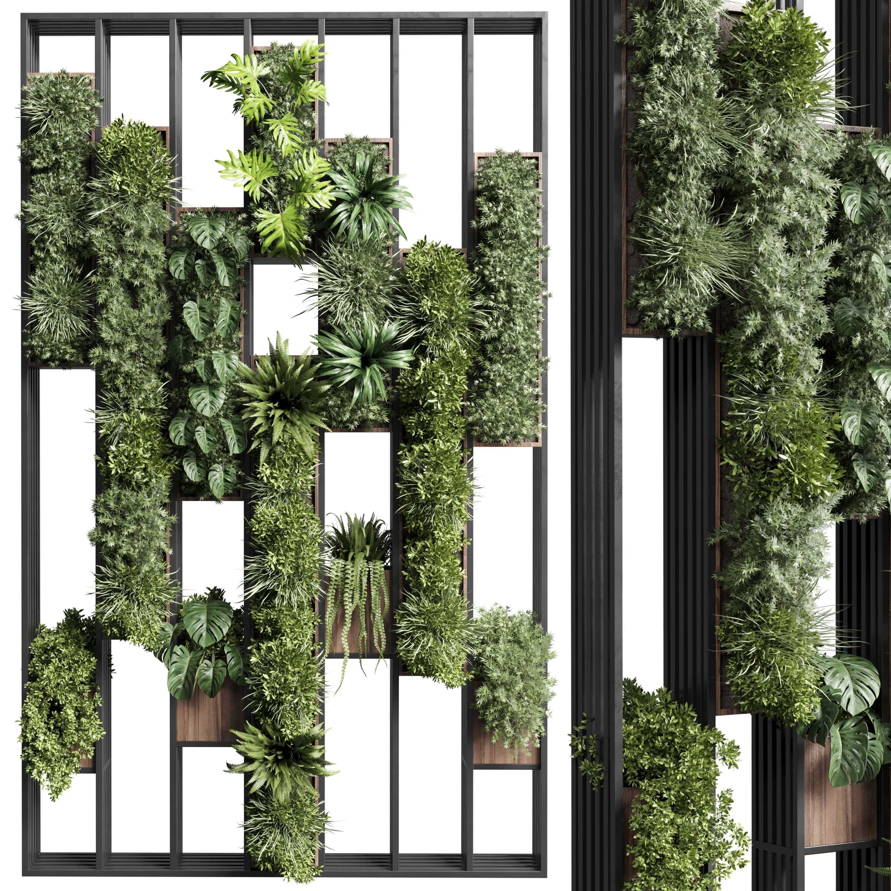 plants set partition in  Vertical graden wall decor box 3D model_1