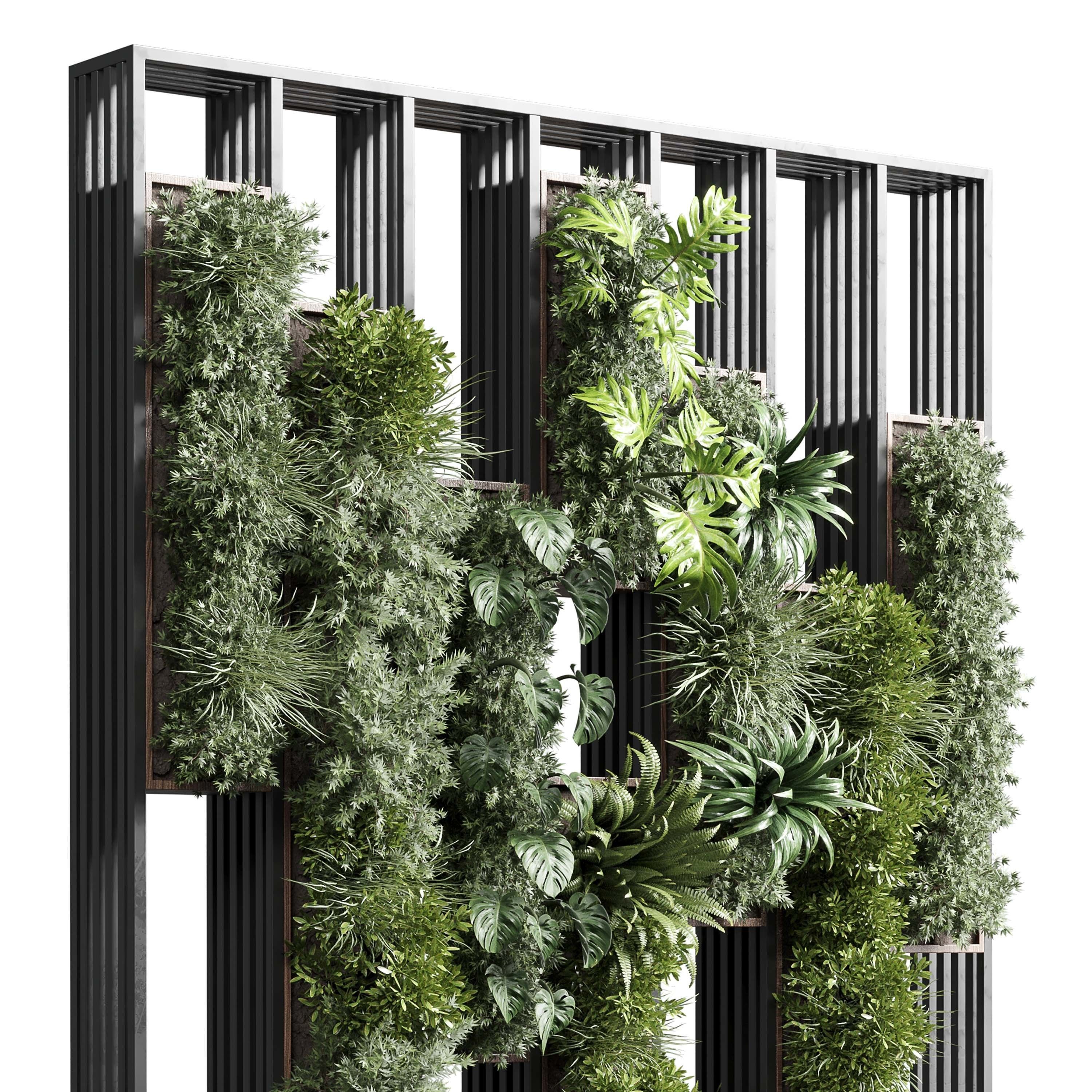 plants set partition in  Vertical graden wall decor box 3D model_2