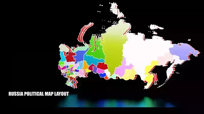 RUSSIA POLITICAL MAP LAYOUT  Low-poly 3D model