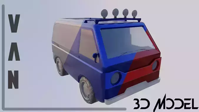 Van 3D Model Game Ready silver