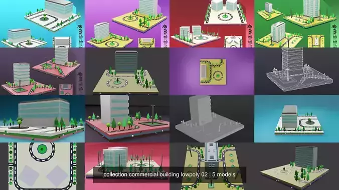  collection commercial building lowpoly 02