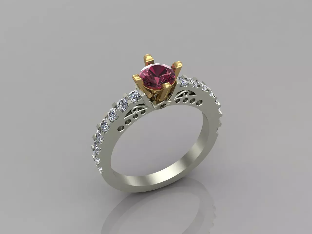 Women Ring With Stone Mix Model 3DM 54 3D print model