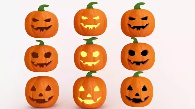 3D model halloween pumkin collection 