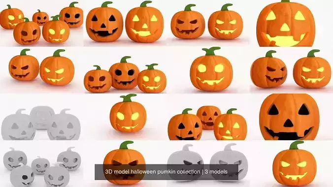 3D model halloween pumkin collection