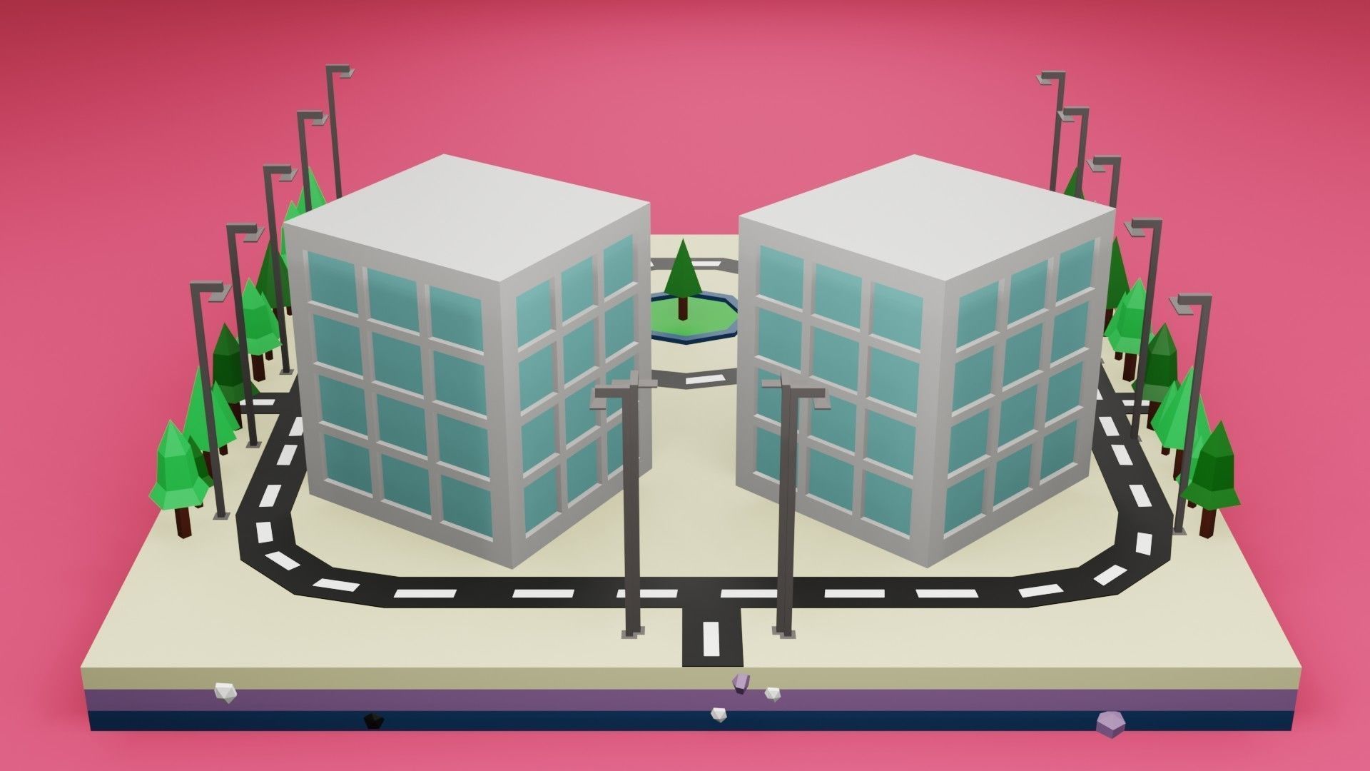 collection commercial building lowpoly 03 _22