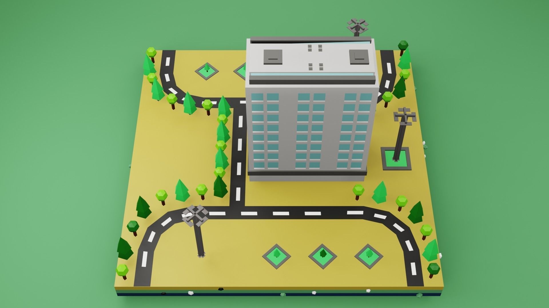 collection commercial building lowpoly 03 _17