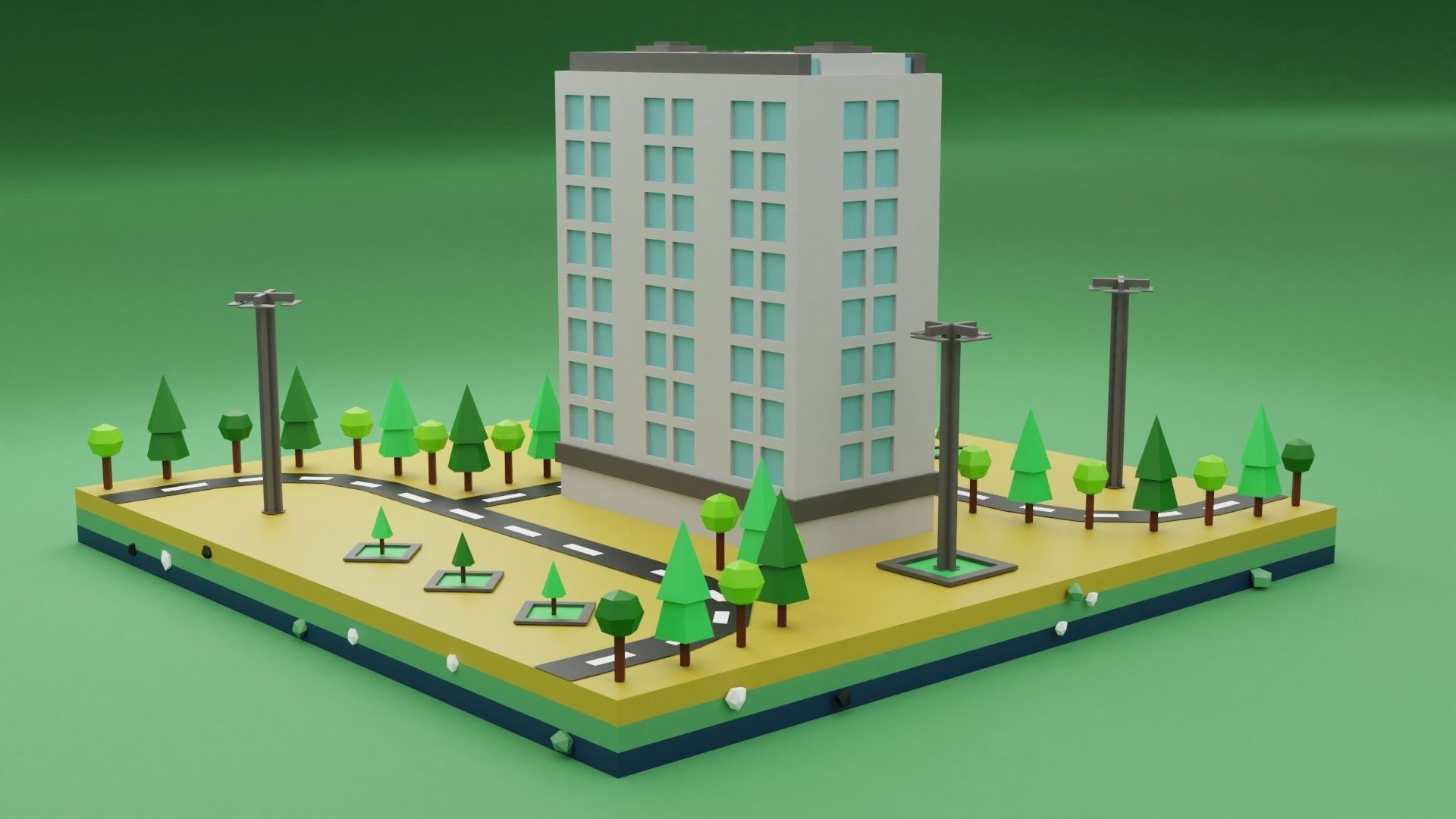 collection commercial building lowpoly 03 _14