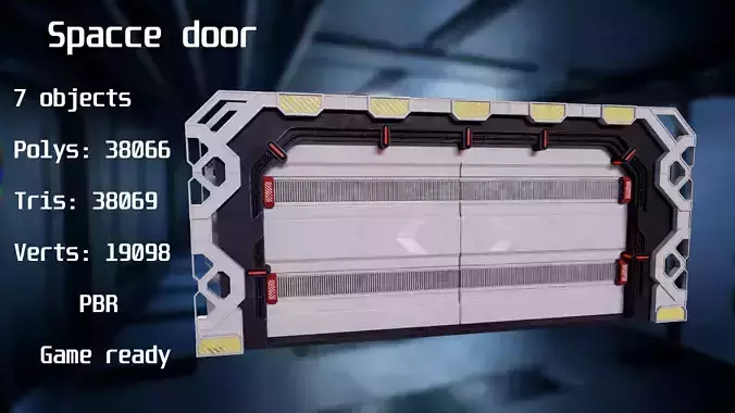Scifi Space Door 3D model PBR VR AR  low-poly 3d model