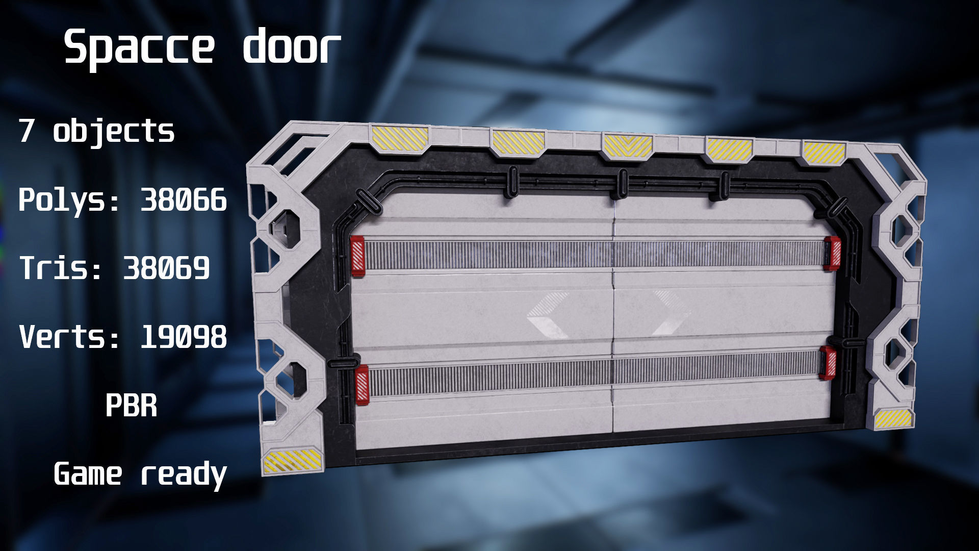 Scifi Space Door 3D model PBR VR AR low-poly 3d model Low-poly 3D model_2