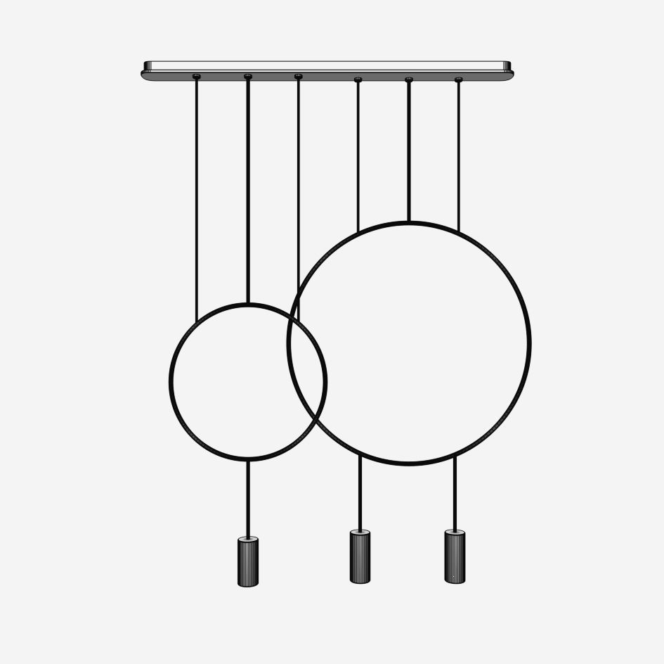 Revolta round multilight pendant with acoustic panel set 10 lamp 3D model_7