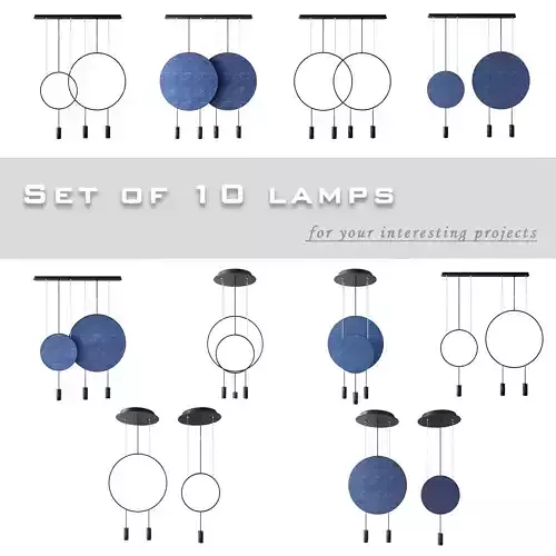 Revolta round multilight pendant with acoustic panel set 10 lamp