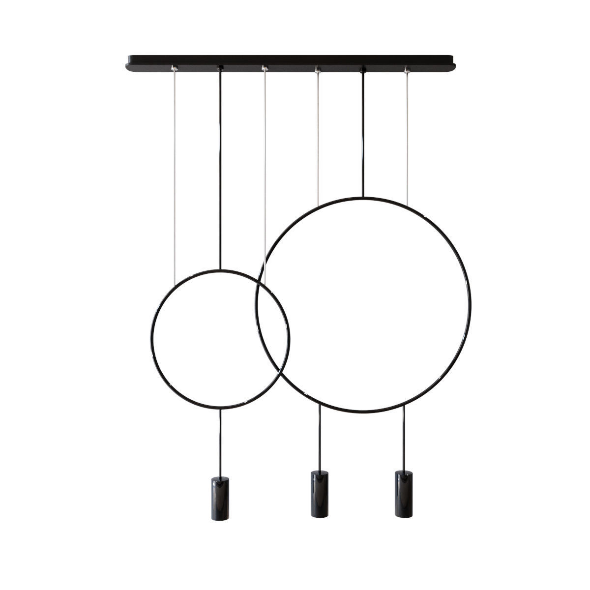 Revolta round multilight pendant with acoustic panel set 10 lamp 3D model_1