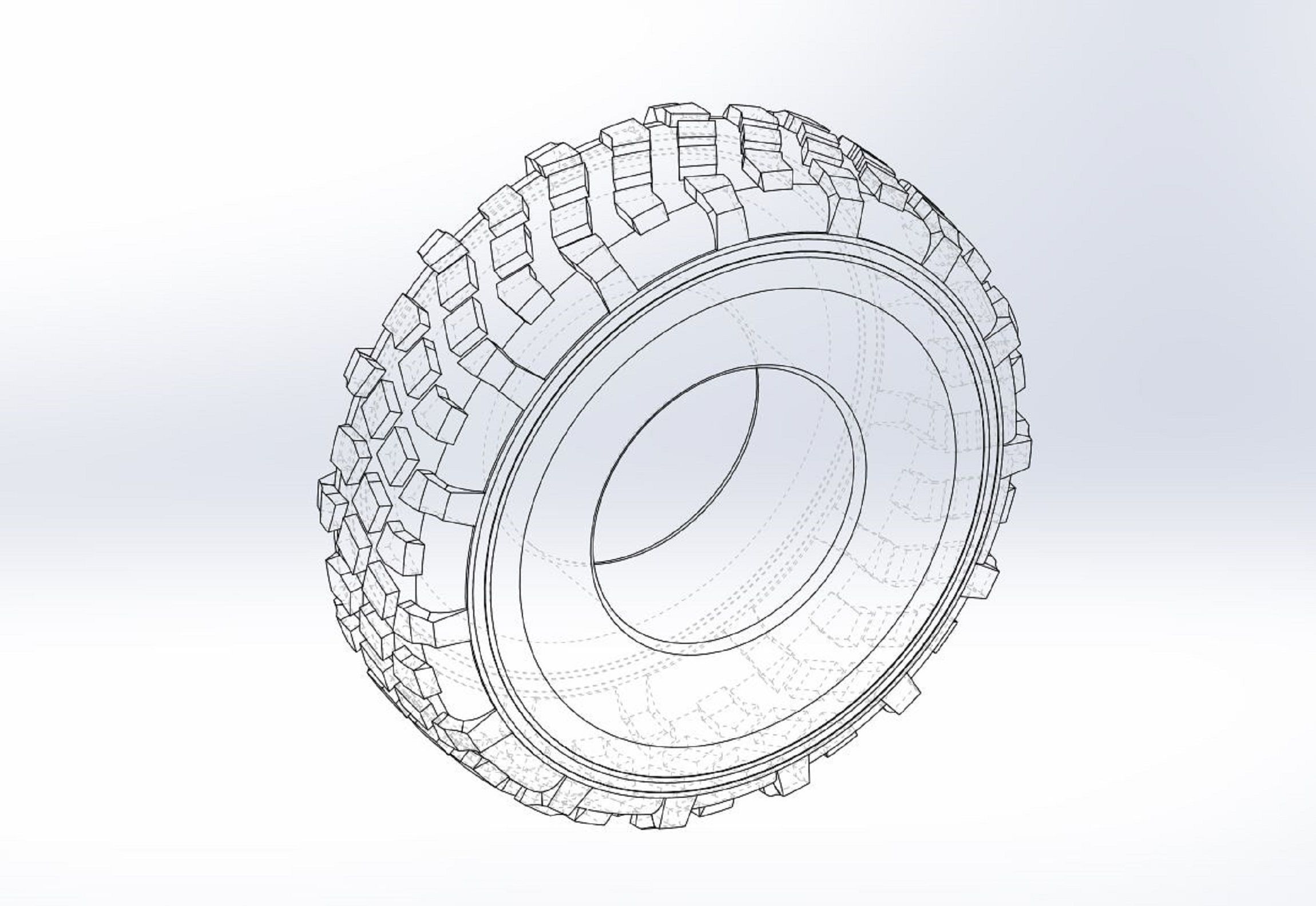Military truck tire 7 Scale 1 to 25 3D print model_7