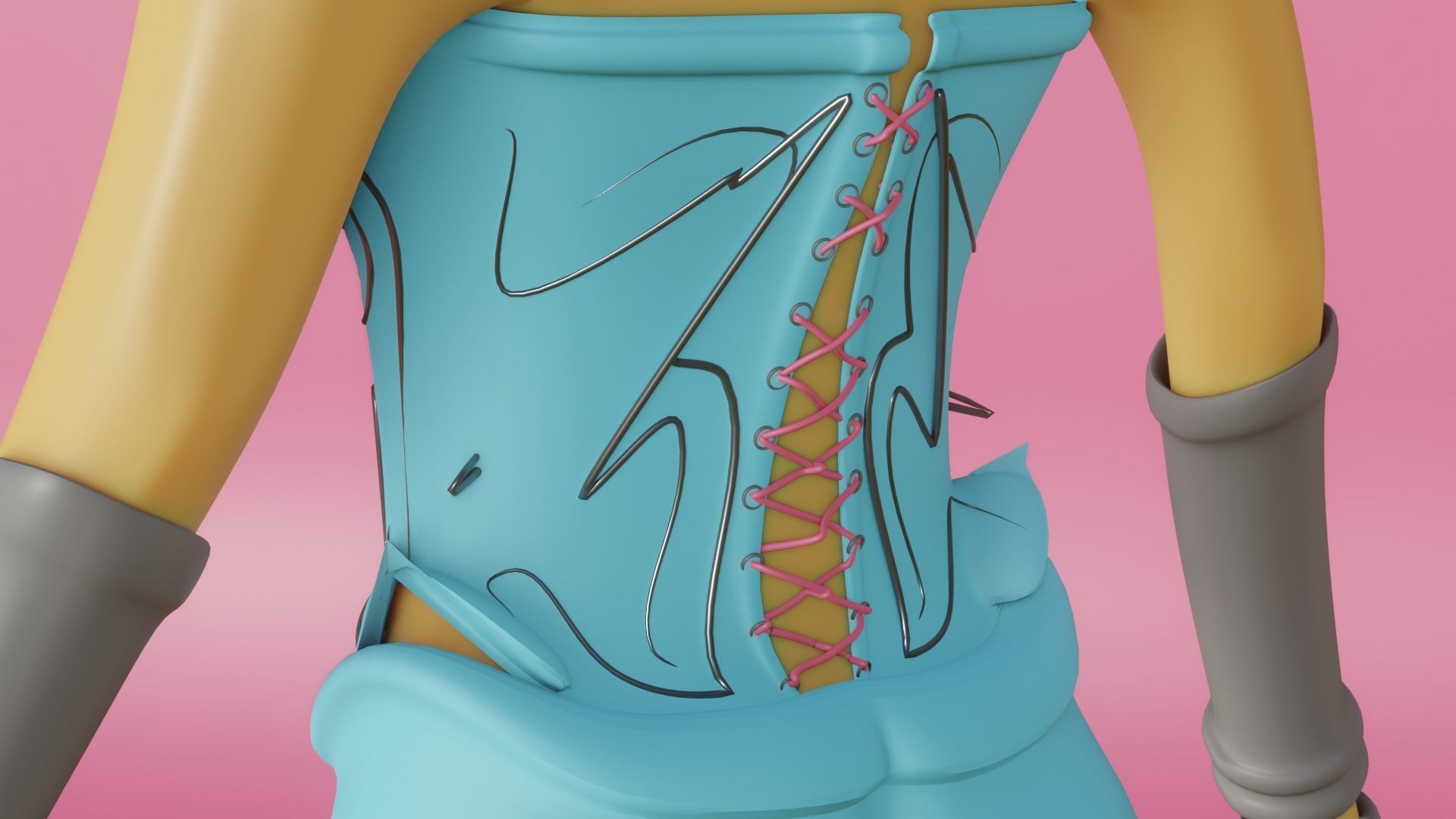 medieval princess game character Free 3D model_7