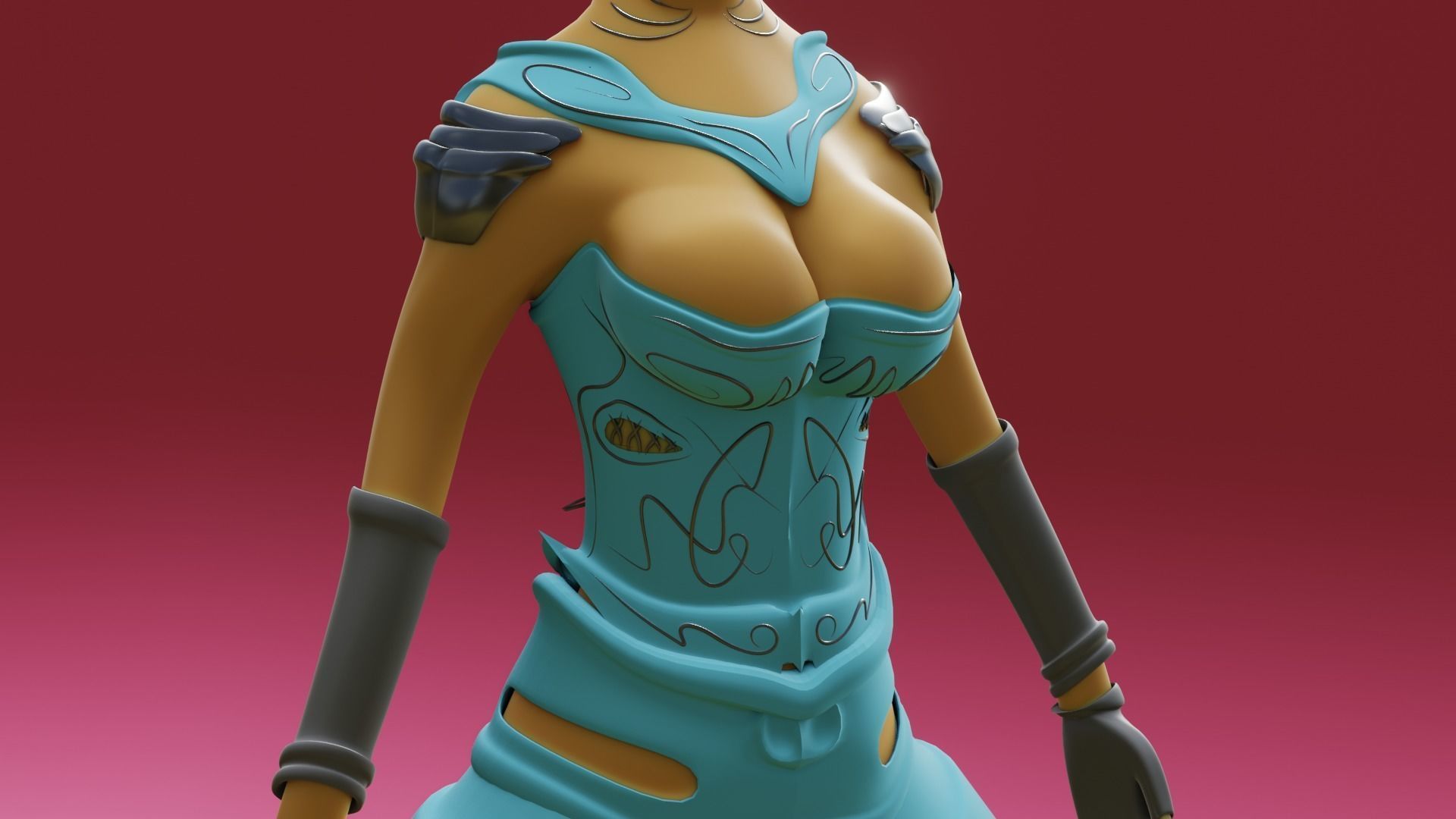 medieval princess game character Free 3D model_9