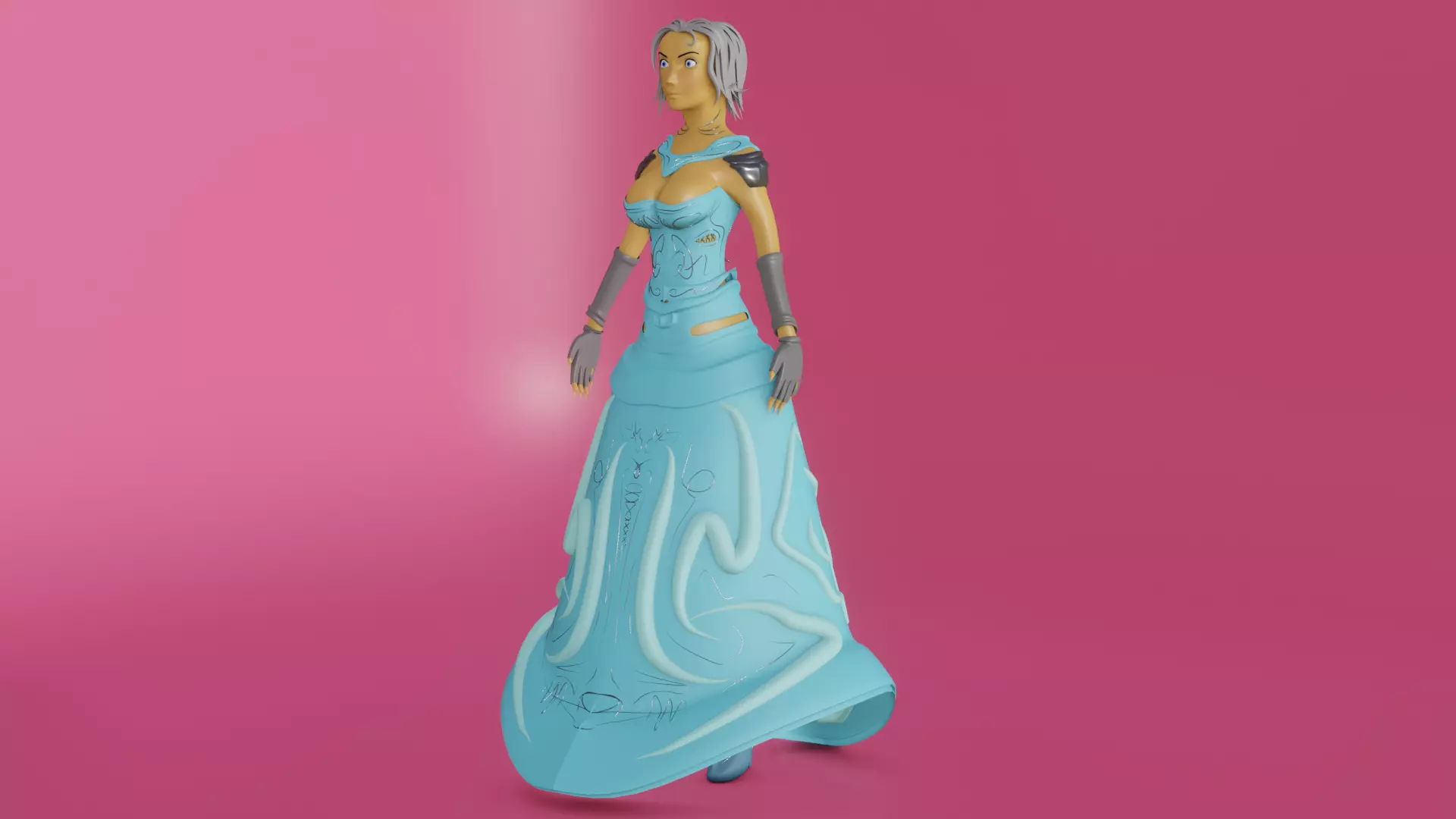 medieval princess game character Free 3D model_0