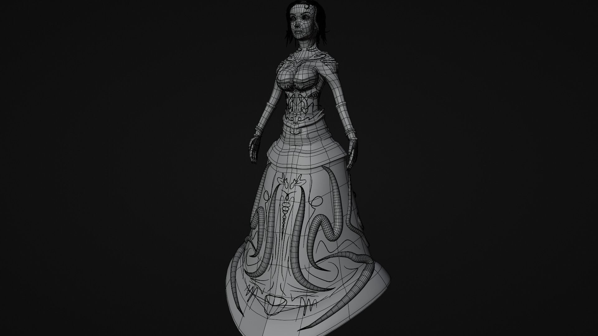 medieval princess game character Free 3D model_19