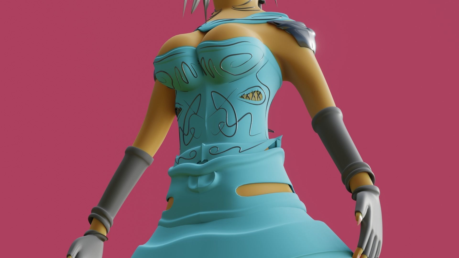 medieval princess game character Free 3D model_10