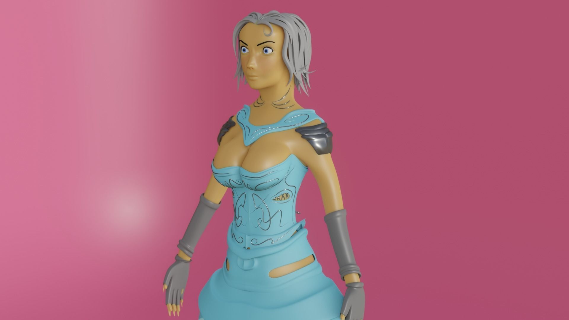 medieval princess game character Free 3D model_3