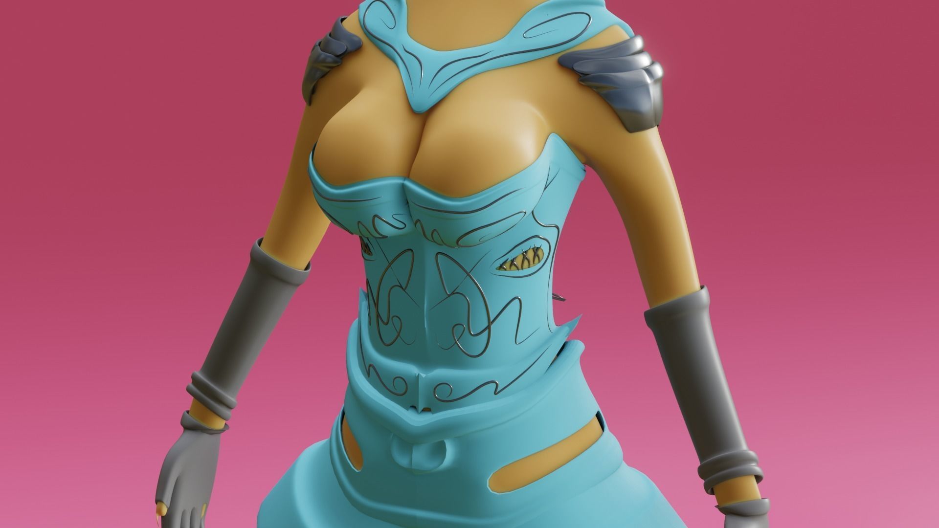 medieval princess game character Free 3D model_8