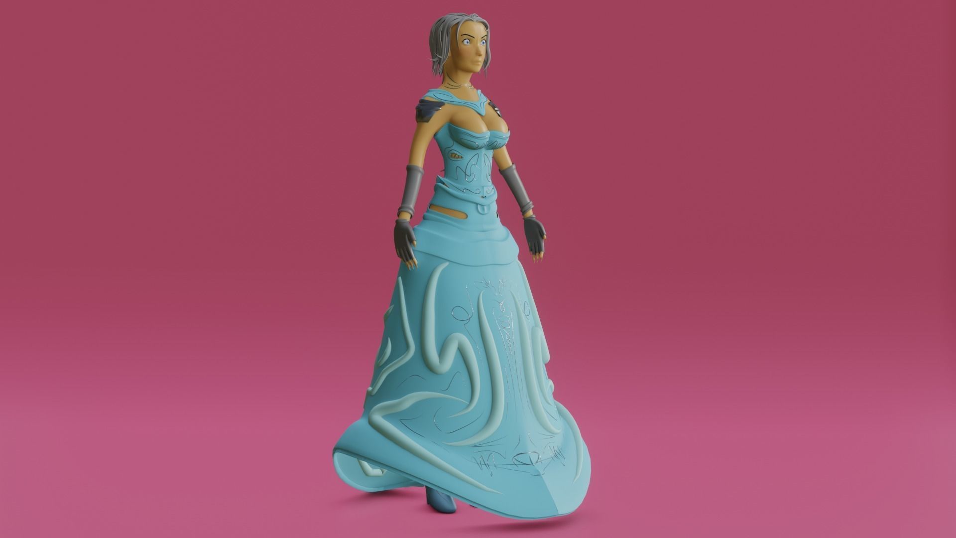 medieval princess game character Free 3D model_2