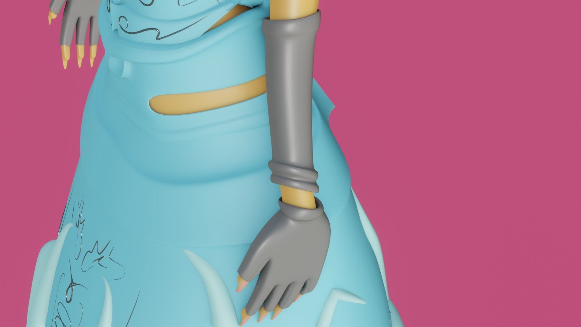 medieval princess game character Free 3D model_5