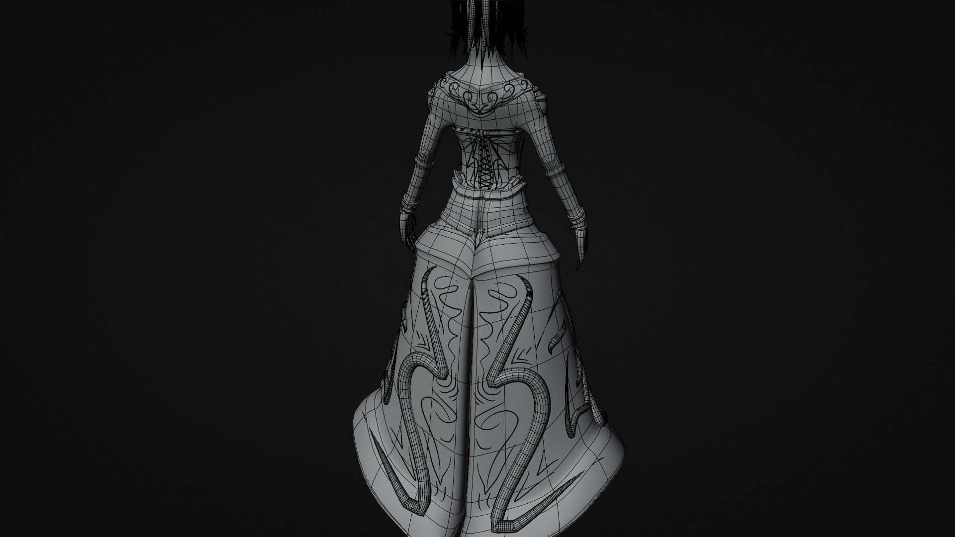 medieval princess game character Free 3D model_20