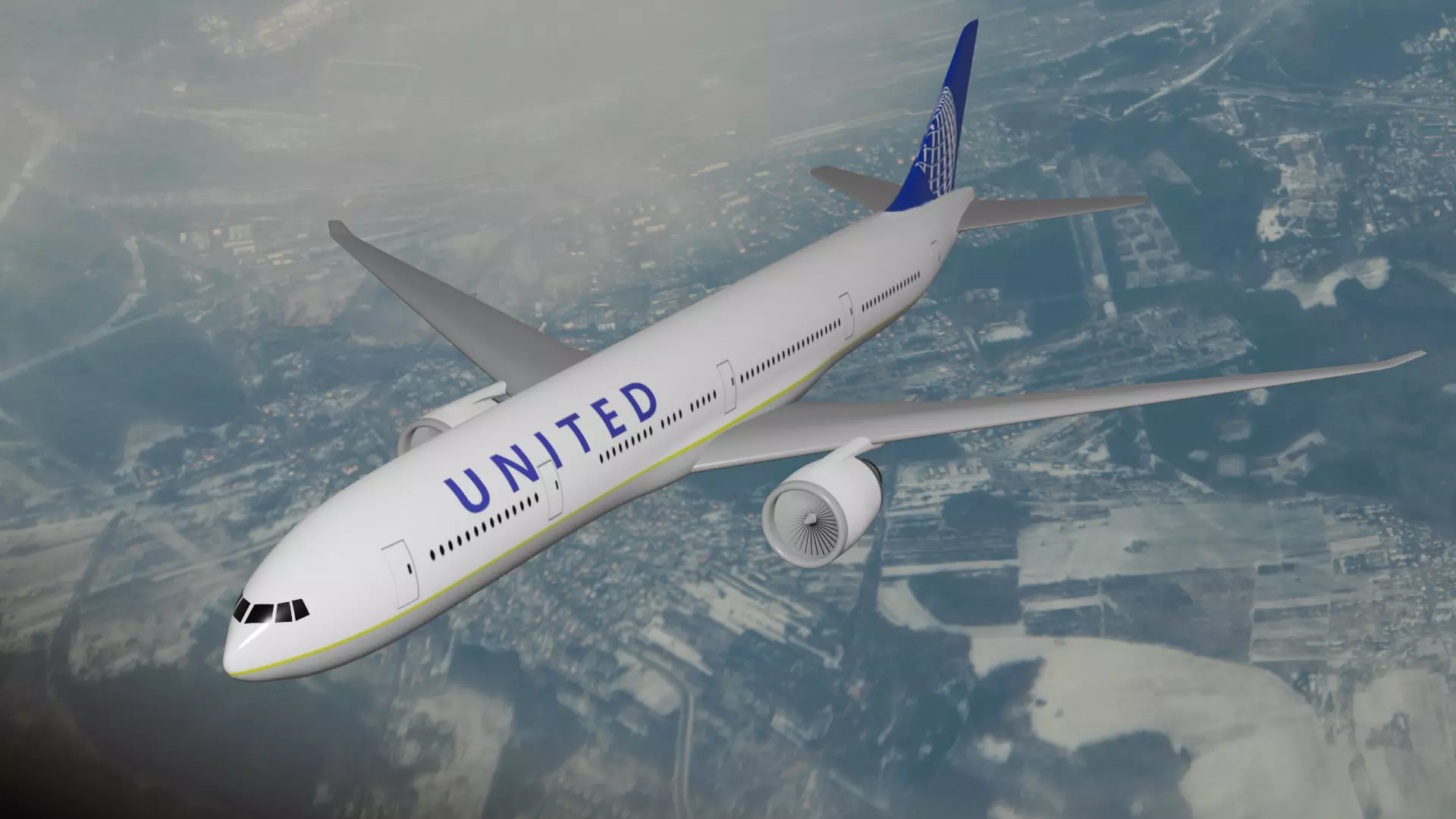 Low Poly United Airlines Boeing 777 Free 3D model