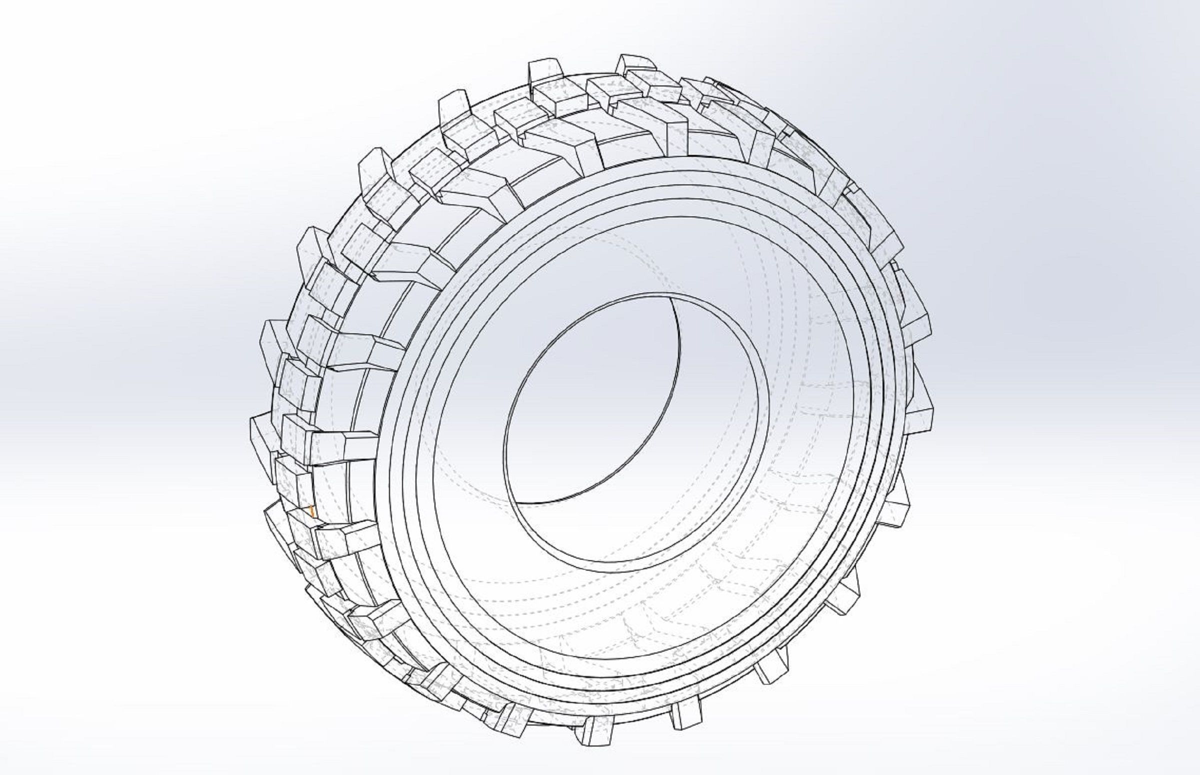 Military truck tire 8 Scale 1 to 25 3D print model_8