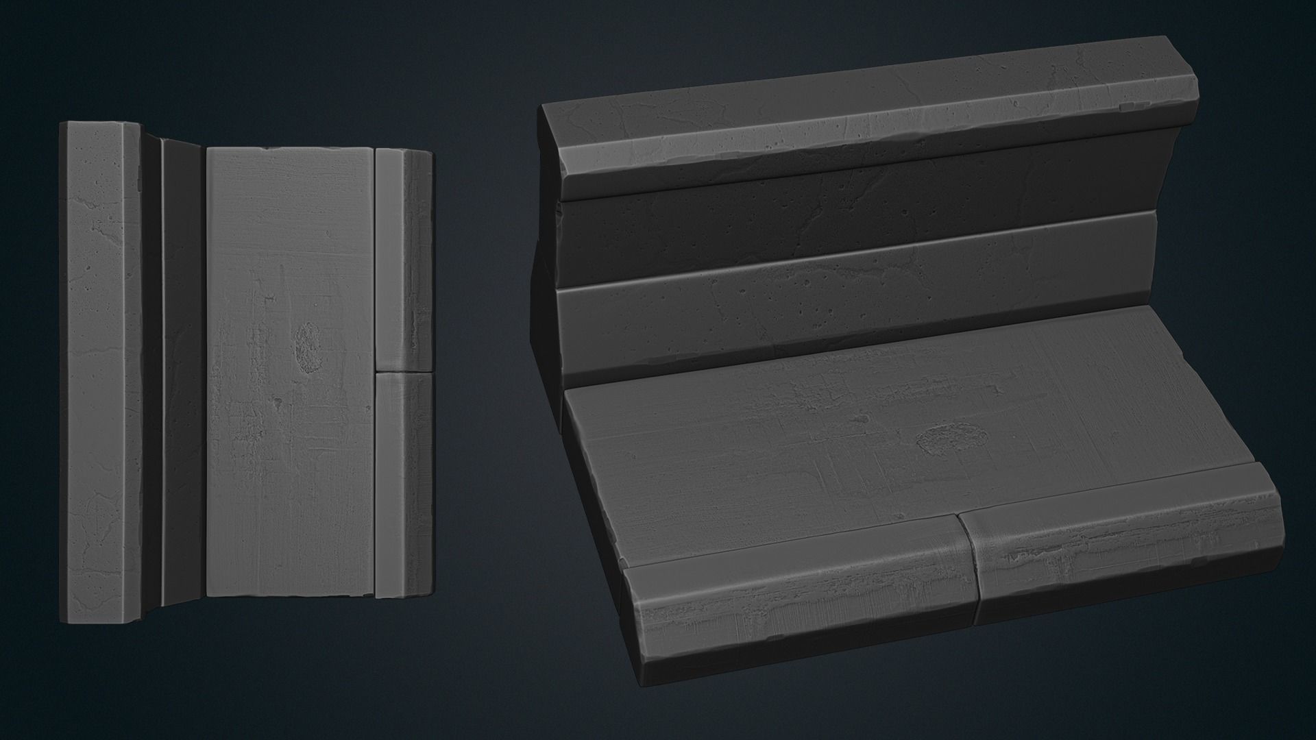 Underground parking lot props  Low-poly 3D model_7