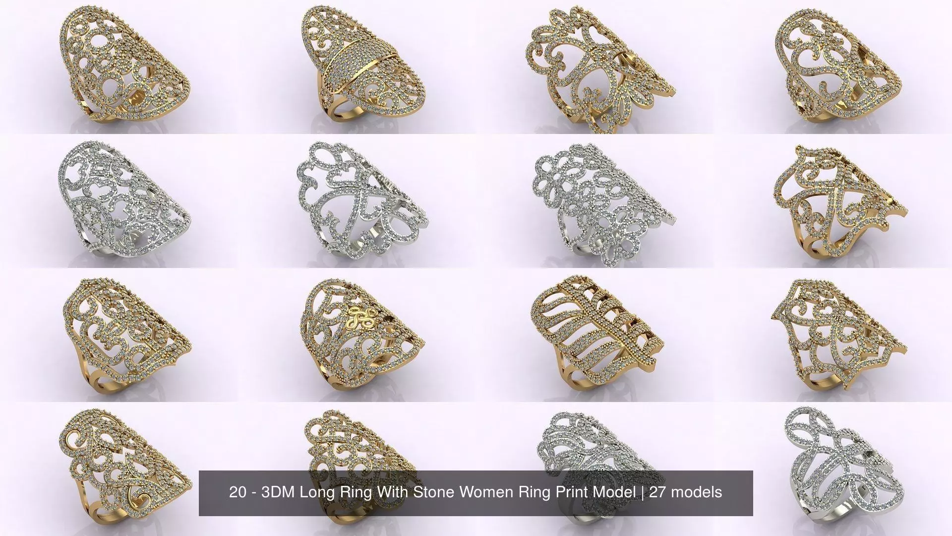 27 Files - 3DM Long Ring With Stone Women Ring Print Model 3D Model Collection_0