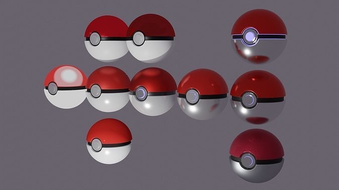 Assorted Pokeballs 3D model