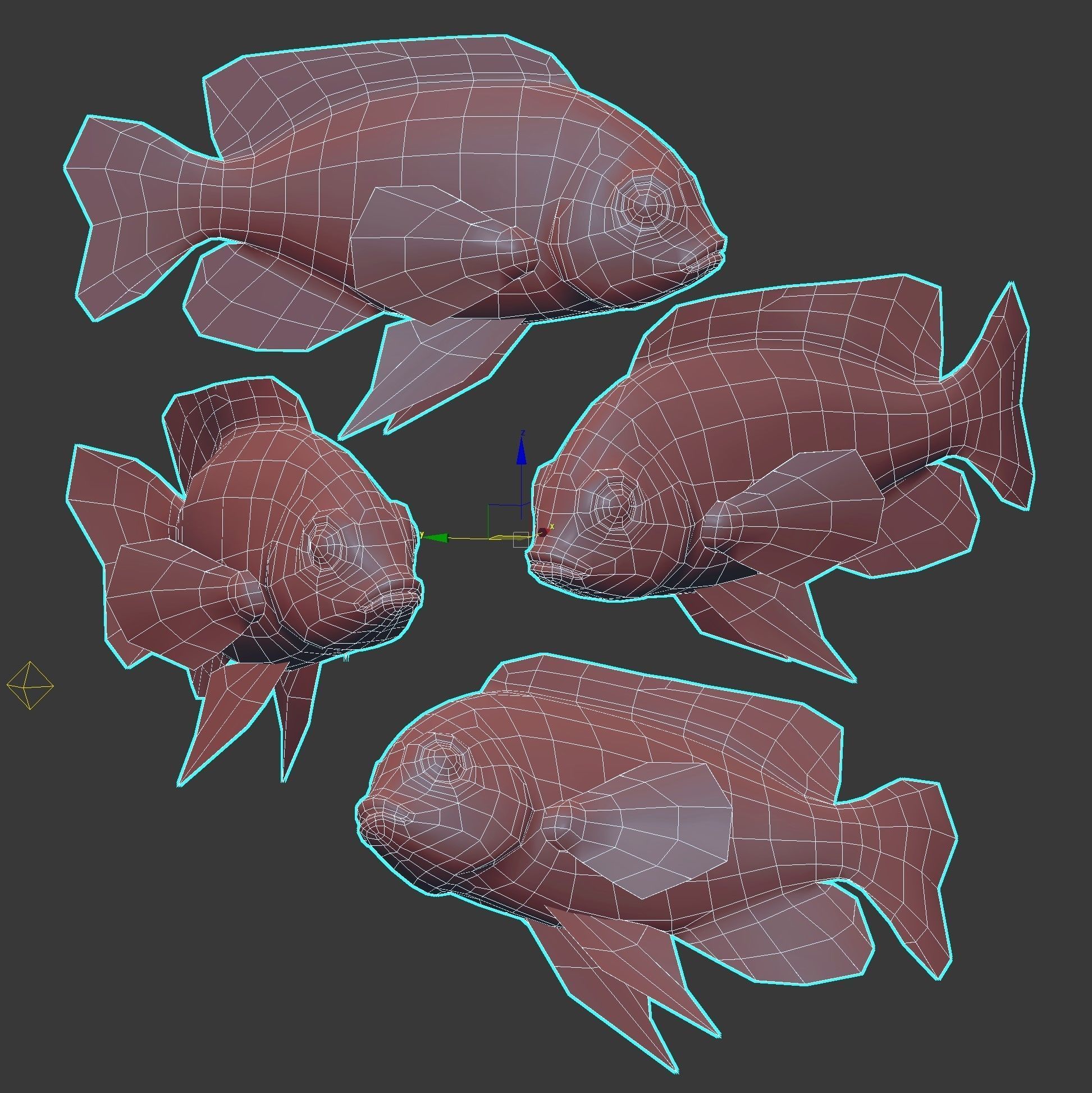 Fish Microspathodon Chrysurus Low-poly 3D model_6