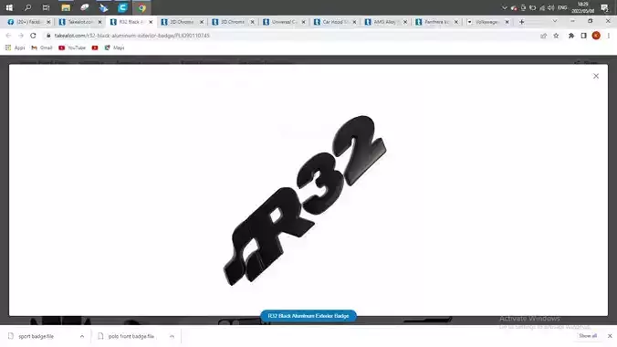 stl obj car emblem  r32  obj 3d printer