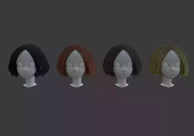 low poly hairstyle in 4 colors