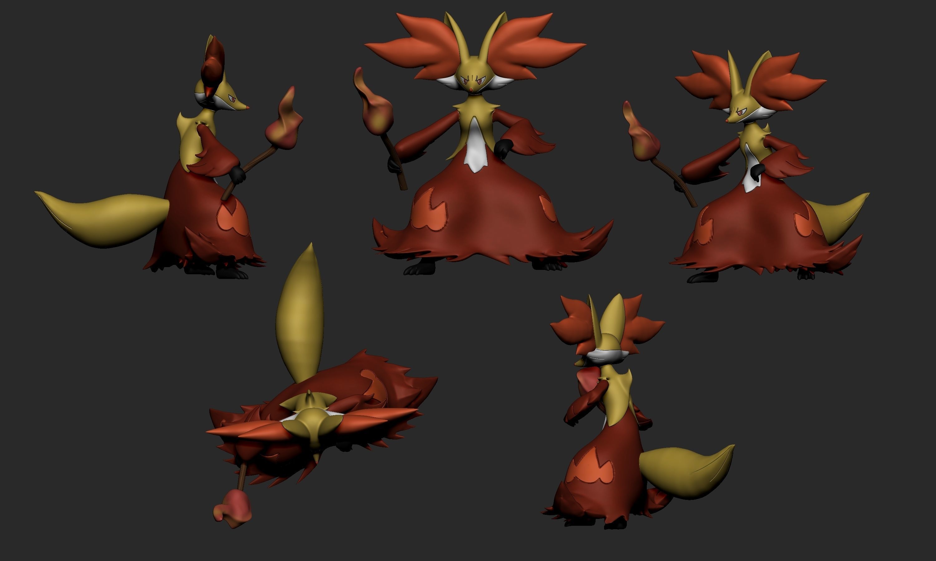 Pokemon - Fennekin Braixen and Delphox 3D print model_3