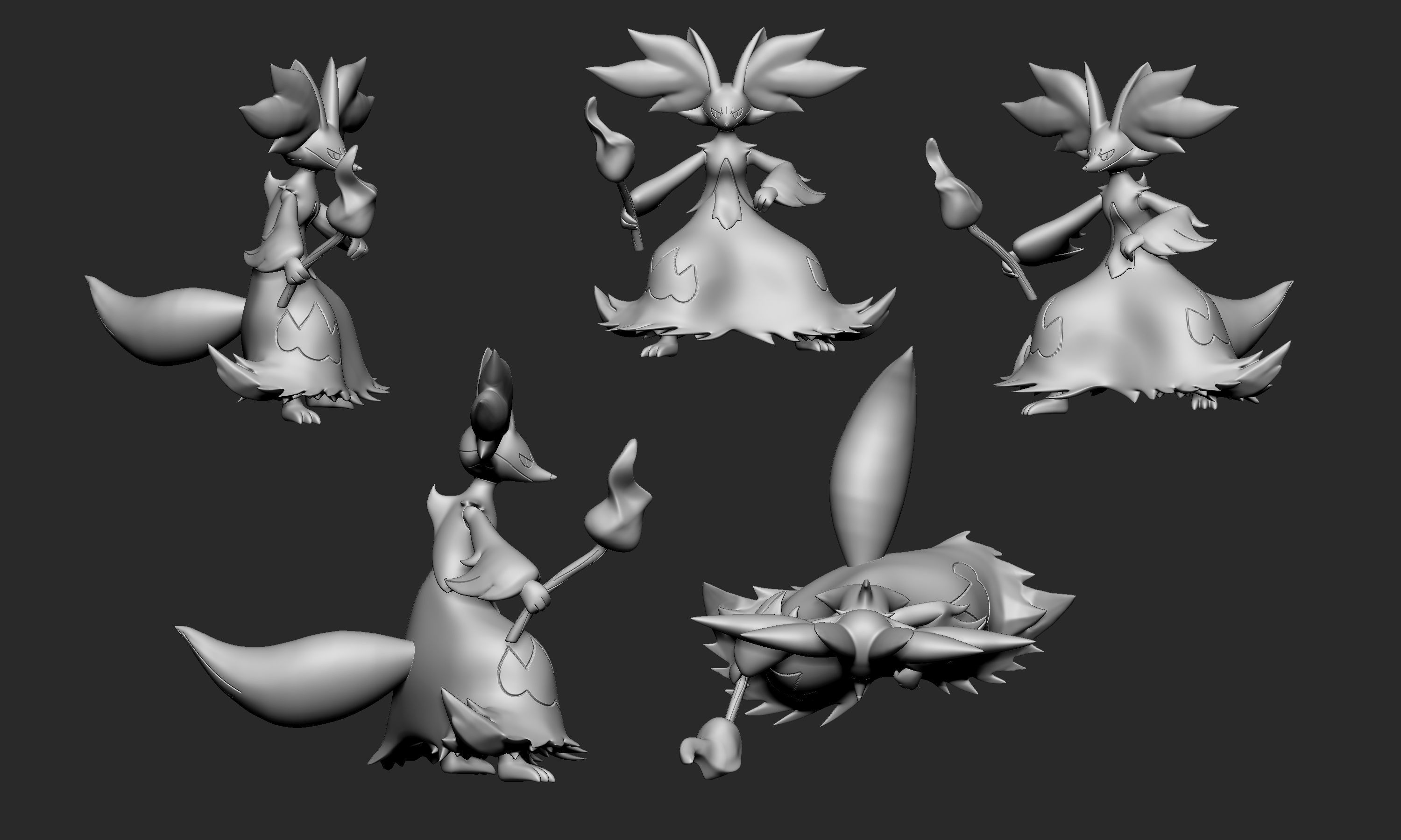 Pokemon - Fennekin Braixen and Delphox 3D print model_6