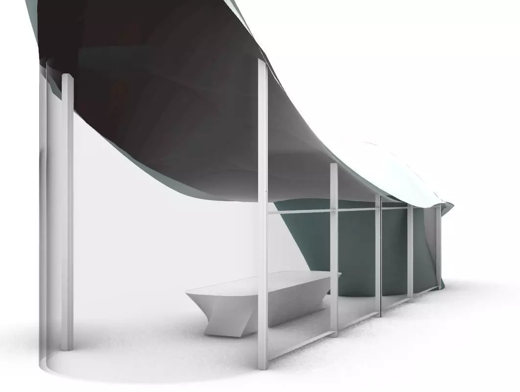 Modern Bus Station 3D model_0