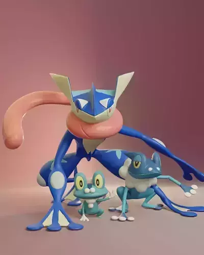 Pokemon - Froakie Frogadier and Greninja 3D print model