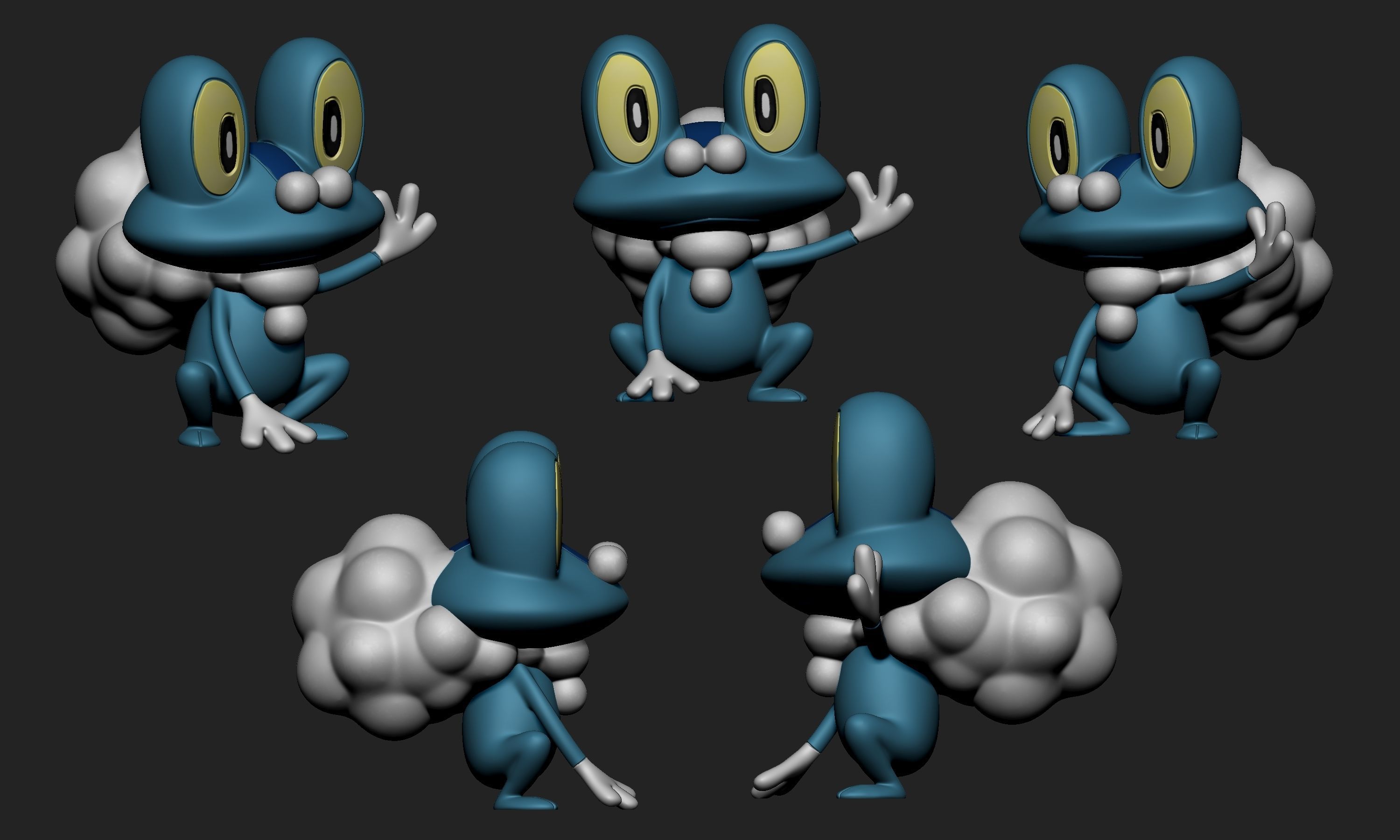 Pokemon - Froakie Frogadier and Greninja 3D print model_3