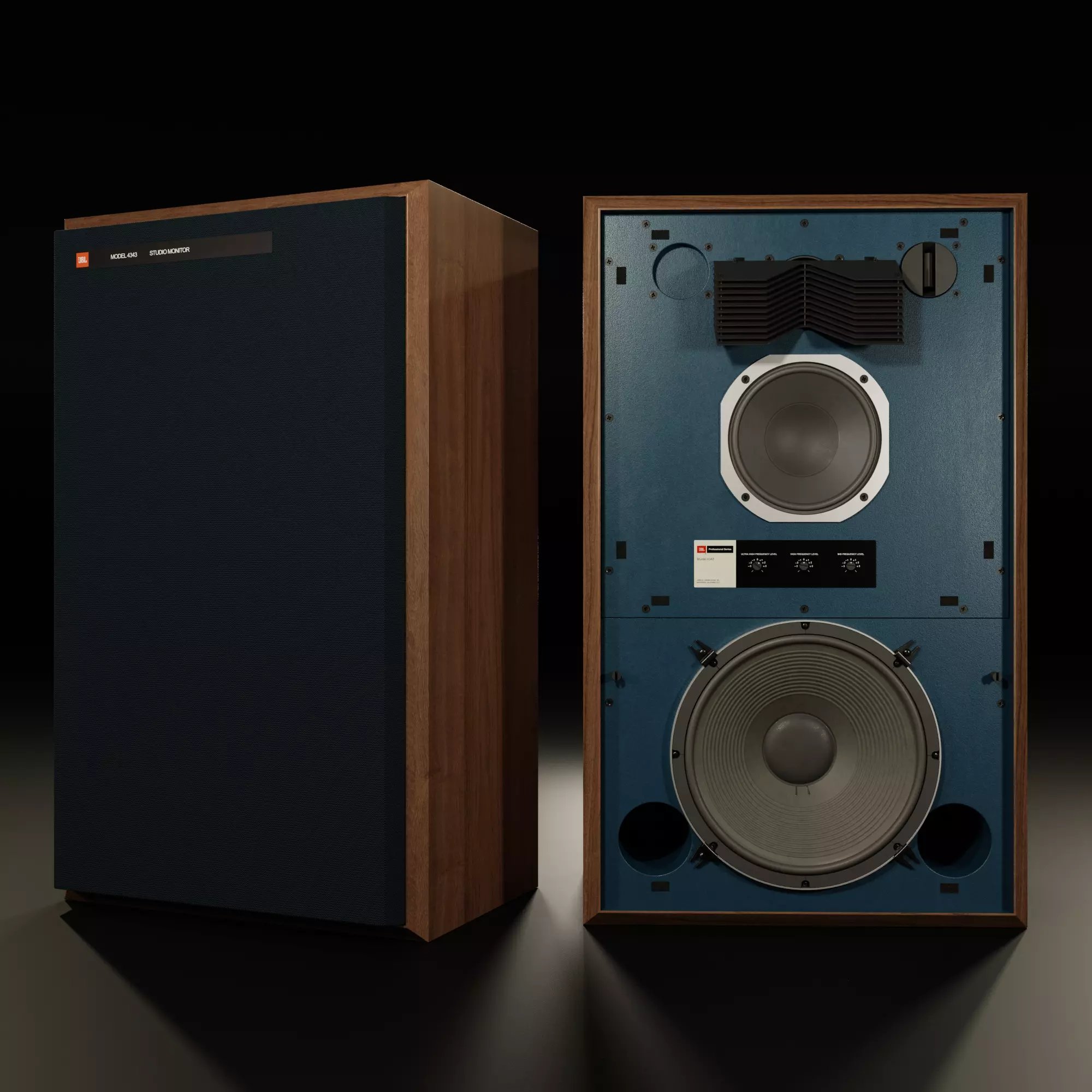 JBL 4343 Studio Monitor in Blue 3D model