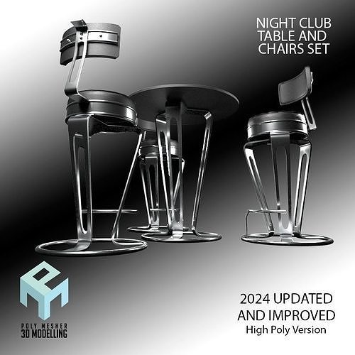 Night Club Table and Chairs Set 3D model